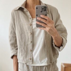 Holebrook Sweden linen cream button down shirt